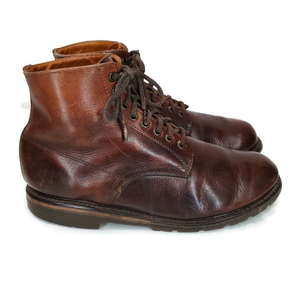 L.L. Bean Mens Vintage Distressed Brown Leather Boots Size 10.5 W Made In Canada